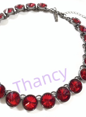 WHBM打标红黑玻璃水晶短款项链