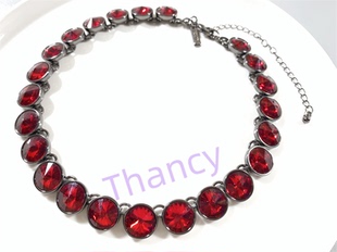 美国行政品牌WHBM打标白宫黑市暗红玻璃钻镶嵌枪黑底色短颈链项链