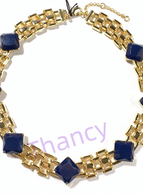 蓝方块树脂表带项链ANNTALYOR