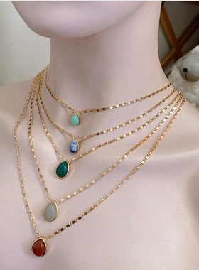 天然石水滴吊坠项链套组