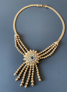 Vintage中古镀真金豆豆珠立体花