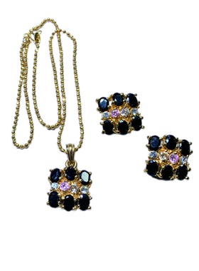 Vintage中古黑色水晶镶嵌方块造