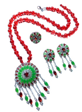 Vintage中古品牌打标红色琉璃珠