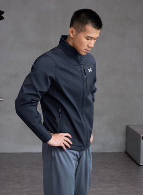 安德玛官方UA男子户外软壳防泼外套秋冬保暖抓绒运动夹克1371586a