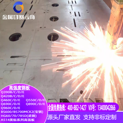 Q390钢板Q390C高强板切割Q390D按图下料保性能探伤电力风机叶片用