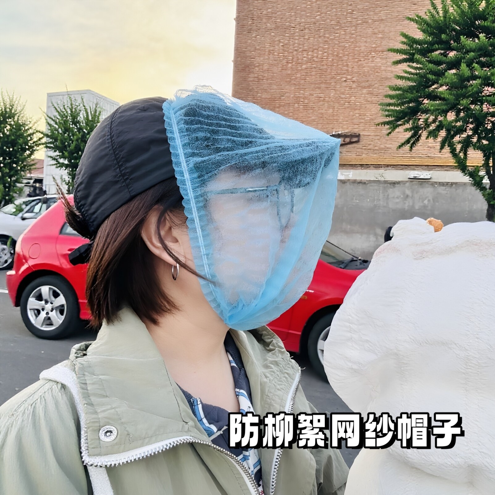 防柳絮纱网帽子网纱面罩做饭防尘罩夏天遮挡飞虫脸罩骑车不刮飞罩