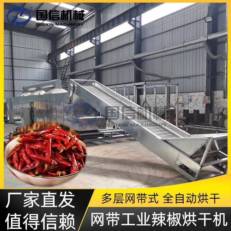 云南工业辣椒干燥机大型连续红辣椒烘干设备网带工业辣椒烘干机