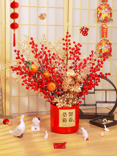 新年装饰财富水果装饰品春节祝福桶拥抱桶新年客厅桌面装饰用品除