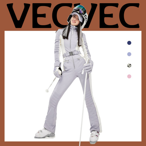 VECVEC专业连体滑雪服女款牛仔