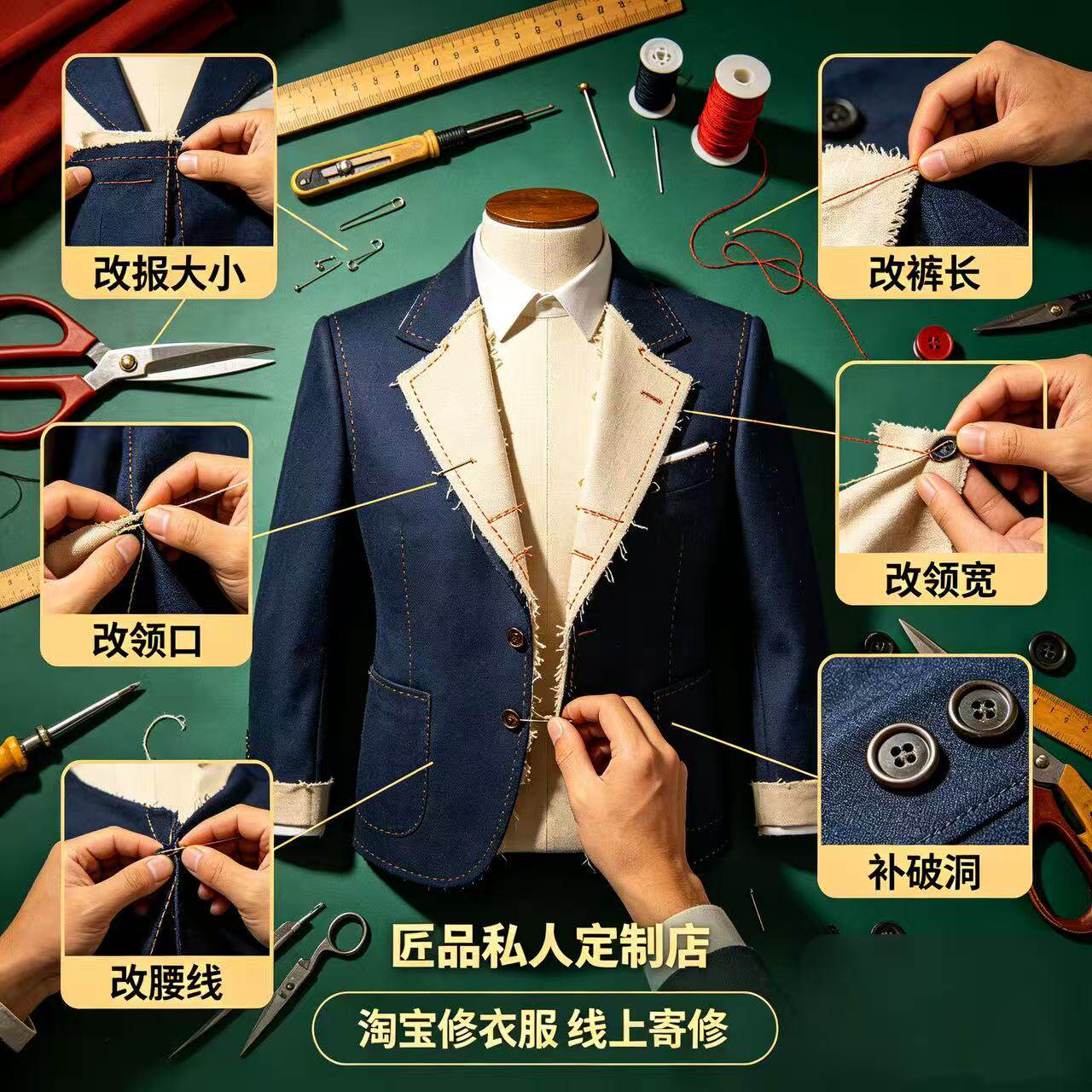 改衣服专业裁缝店连衣裙卫衣加工工作服/校服/商务服