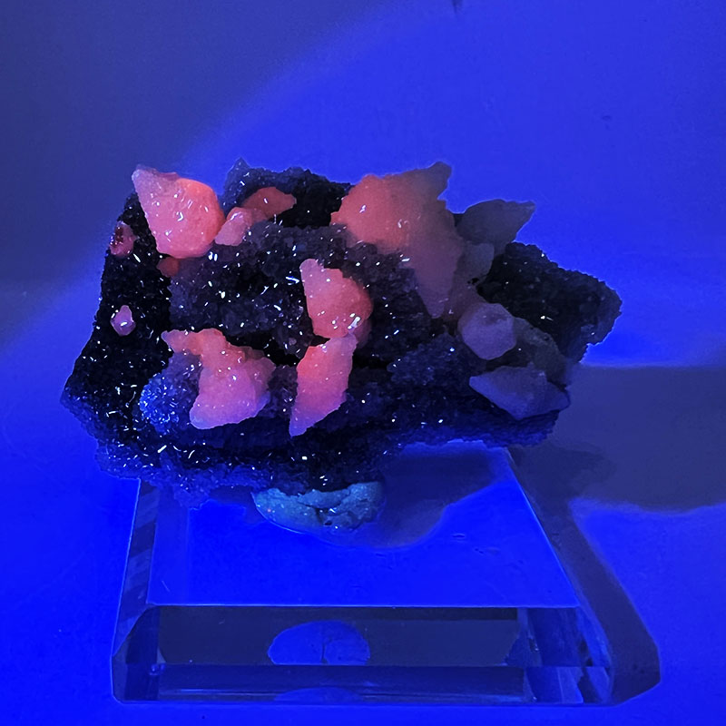 天然菱角状方解石水晶共生矿原石摆件科普教学矿物标本
