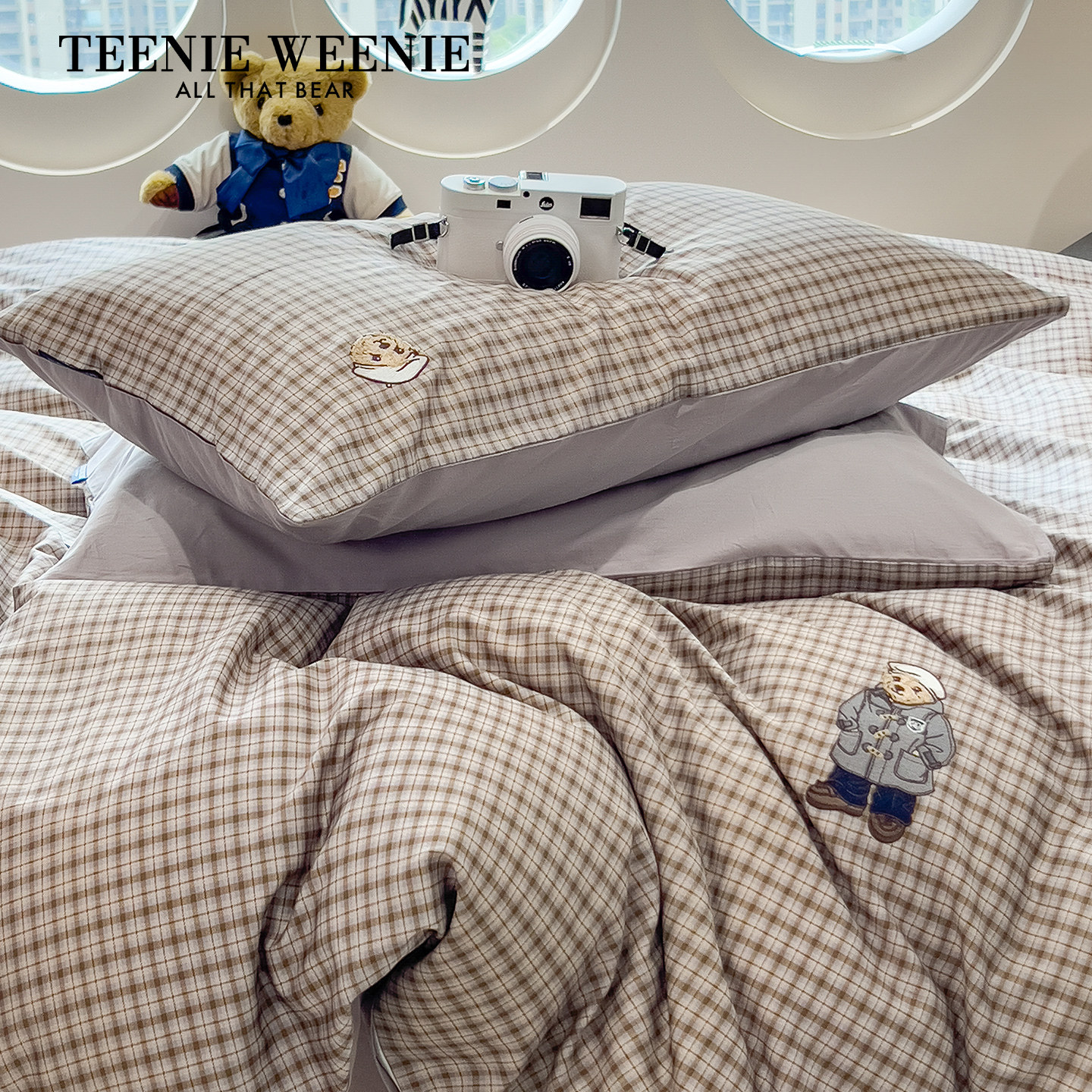 TeenieWeenie儿童纯棉格子床上四件套全棉学生宿舍0.9m床单三件套