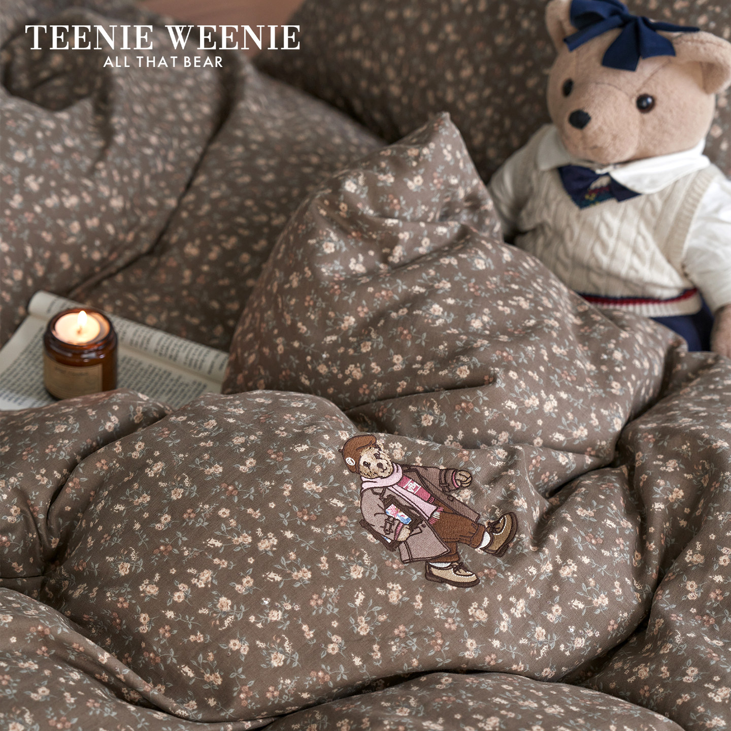 TeenieWeenie超软糯全棉双层纱四件套韩式清新碎花皱皱纱纯棉床品