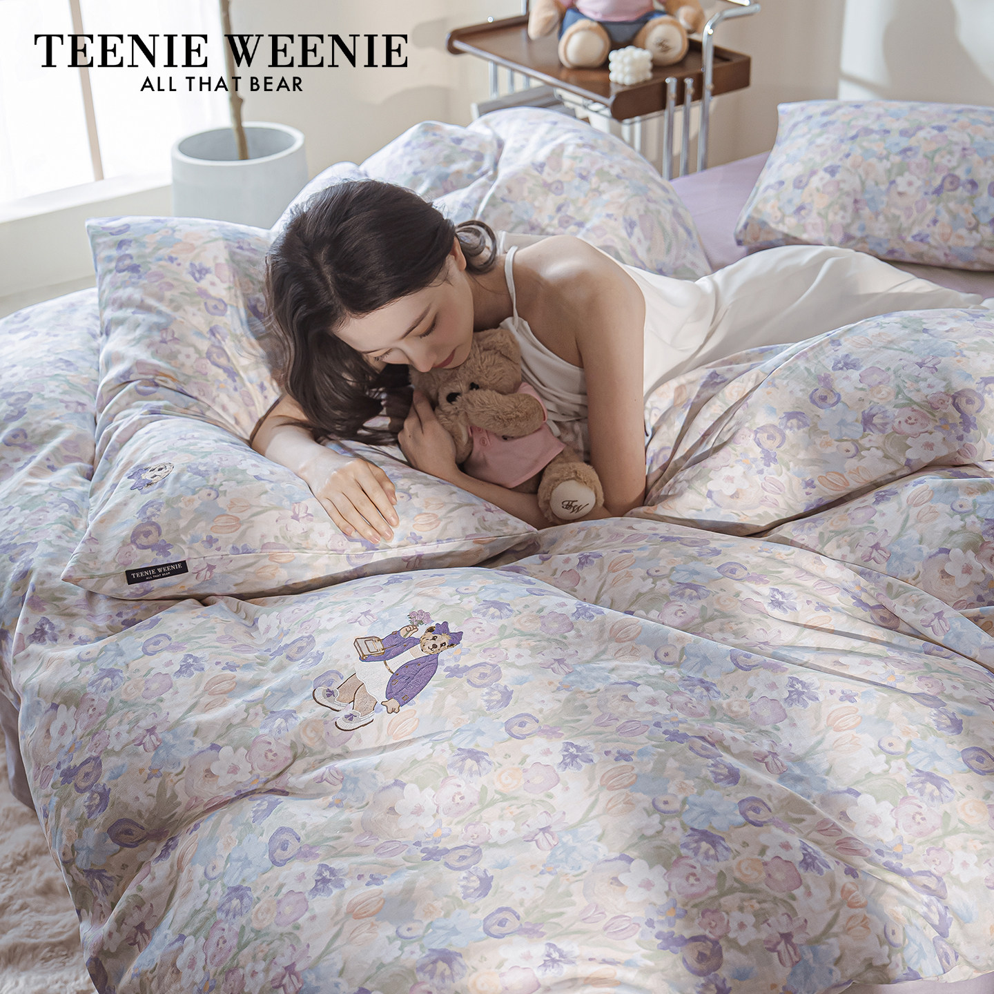 TeenieWeenie全棉双层纱四件套田园碎花风床上纯棉被套床单床笠款