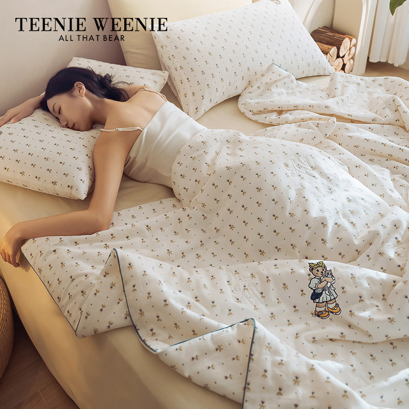 TeenieWeenie小熊全棉双层纱碎花夏被夏凉被可机洗纯棉空调被薄款,床上用品,化纤被,淘宝优惠券,粉丝福利购,淘宝优惠卷