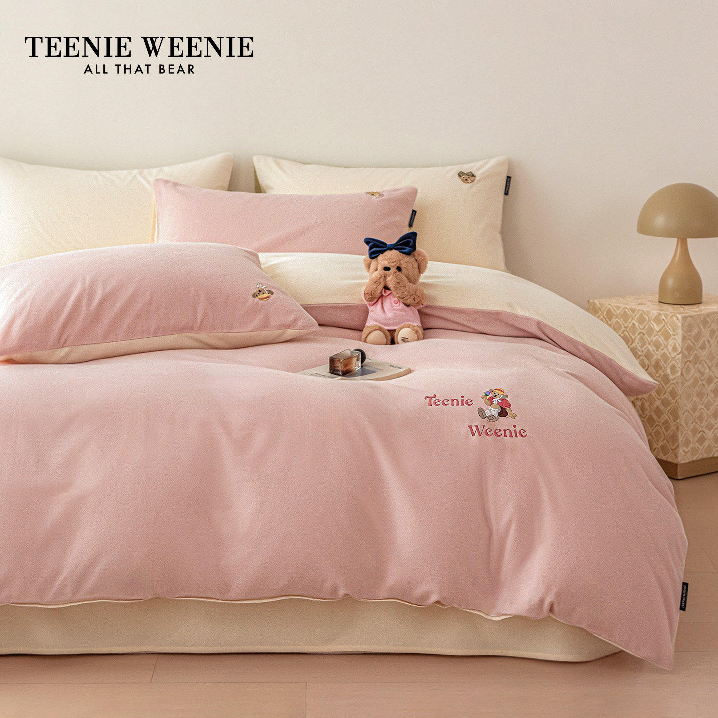 TeenieWeenie秋冬全棉磨毛床上四件套纯棉加厚保暖被套床单床笠款