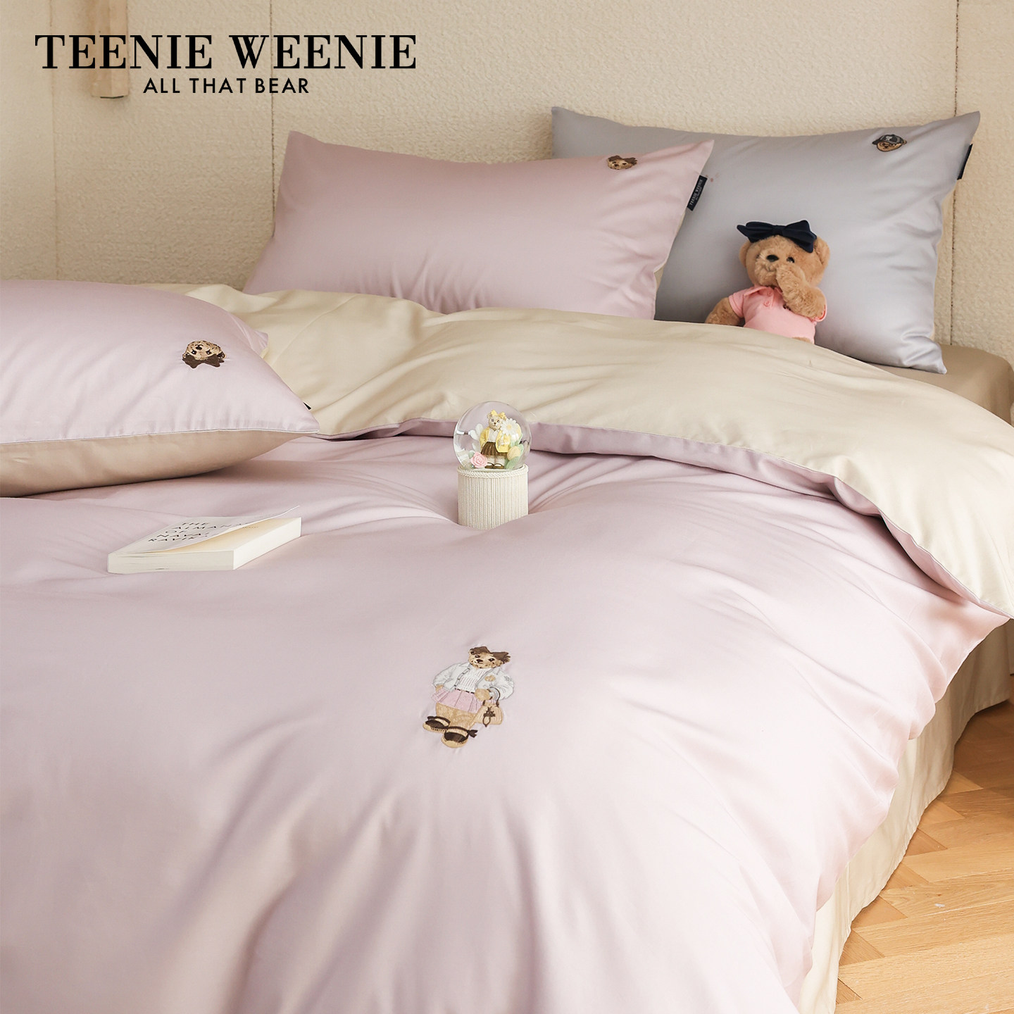TeenieWeenie小熊刺绣全棉床上四件套纯棉床单被套2025新款被罩