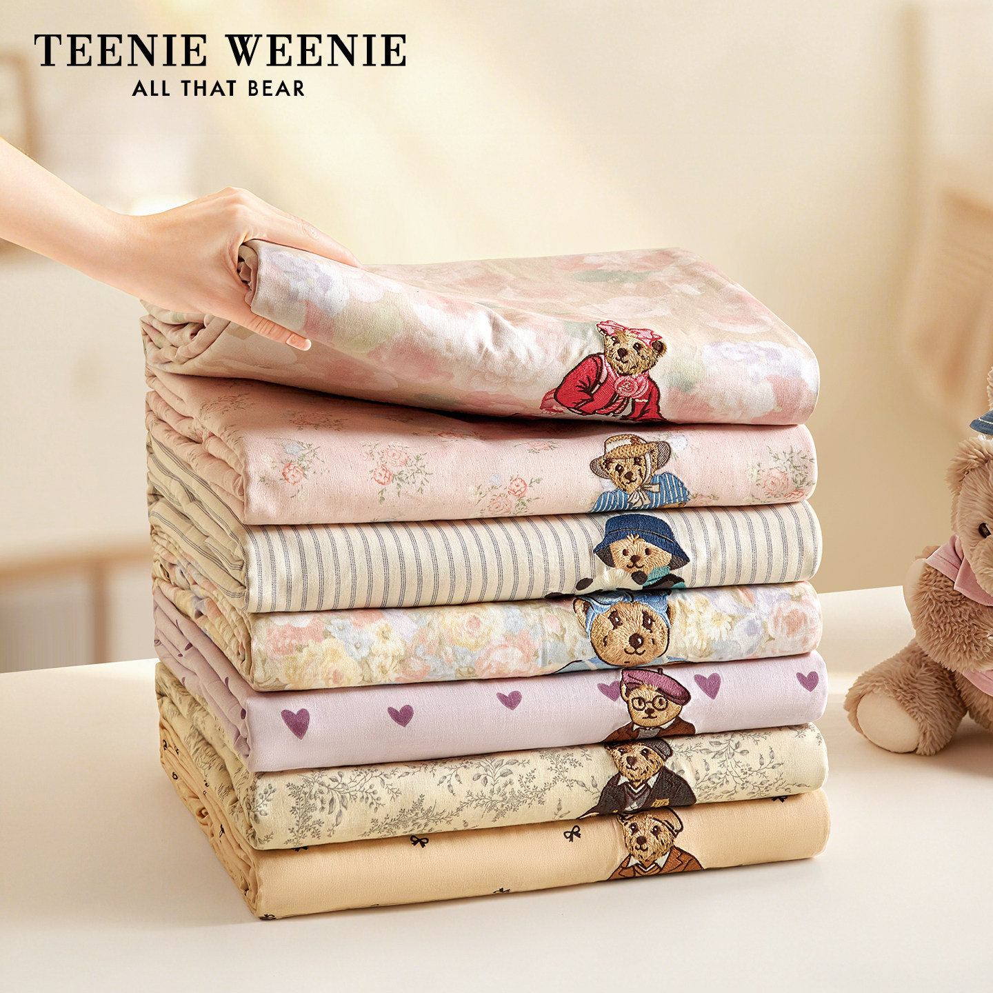 TeenieWeenie小熊刺绣全棉双层纱被套单件全棉纯棉柔软单双人被罩,床上用品,被套,淘宝优惠券,粉丝福利购,淘宝优惠卷