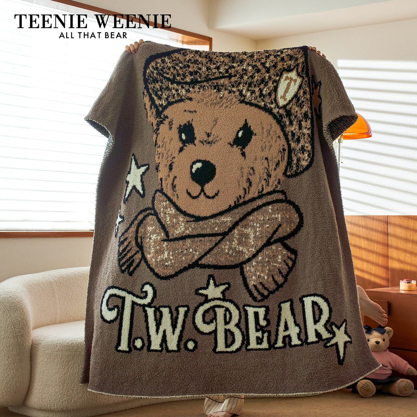 TeenieWeenie小熊半边绒毛毯居家防静电沙发盖毯秋冬加厚保暖毯子