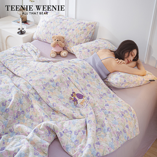 TeenieWeenie小熊刺绣全棉双层纱四件套/夏凉被2026新款床上用品