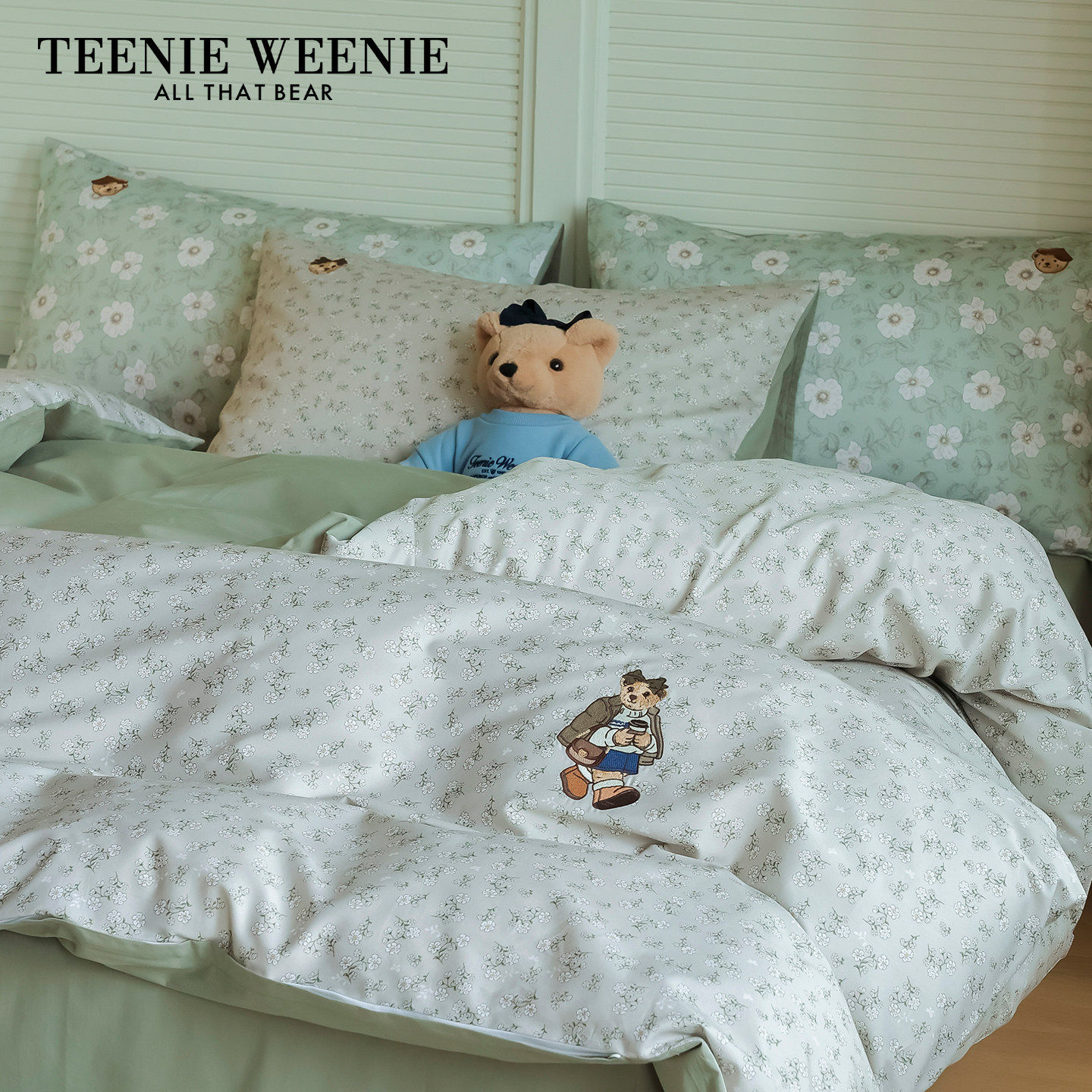 TeenieWeenie小熊油画田园风A类小碎花纯棉全棉床上四件套1.5m1.8