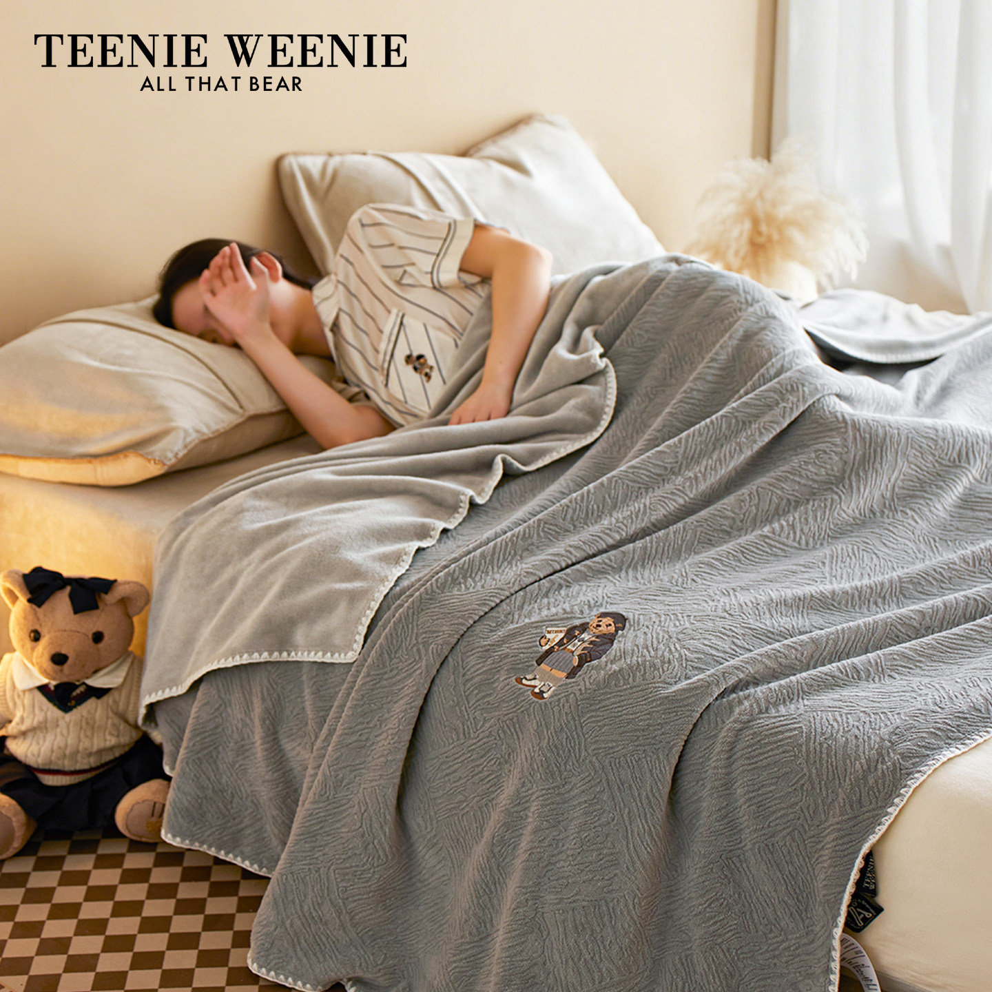 TeenieWeenie轻奢雕花牛奶绒毛毯秋冬加厚双面绒午睡毯沙发小毯子,床上用品,休闲毯/毛毯/绒毯,淘宝优惠券,粉丝福利购,淘宝优惠卷