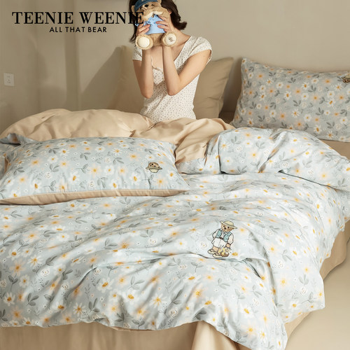 TeenieWeenie小熊秋冬款床上三四件套全棉100纯棉被套床单床笠款
