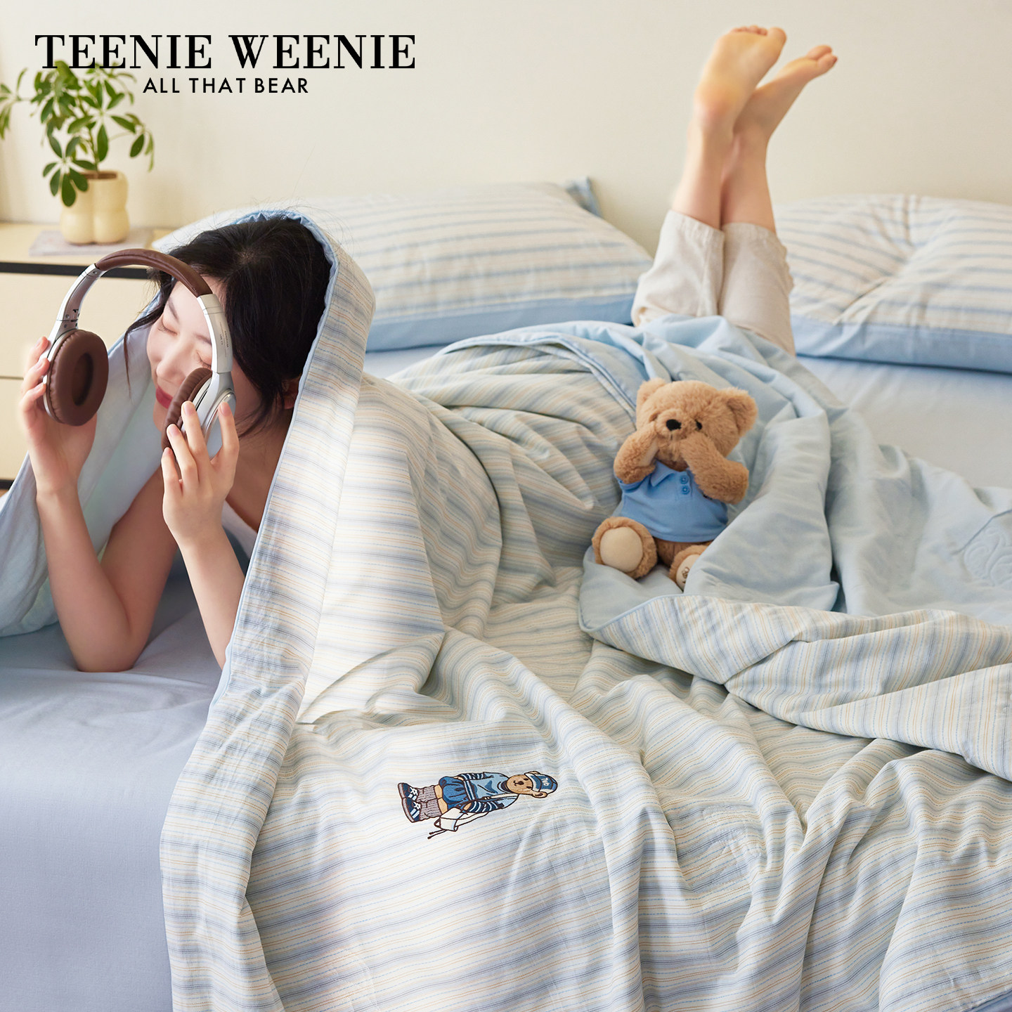 TeenieWeenie小熊夏凉被纯棉全棉夏被四件套大豆空调被可机洗被子
