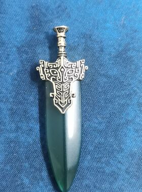 青铜宝剑仿玉青玉剑项链精致小剑帅气小众民族风玉石小剑青铜剑周