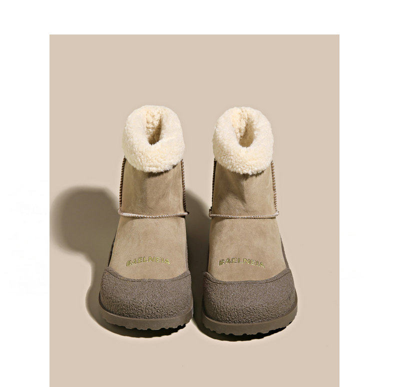 环球雪地靴女加绒加厚懒人套筒短靴2023冬季新款卡其防滑保暖棉鞋