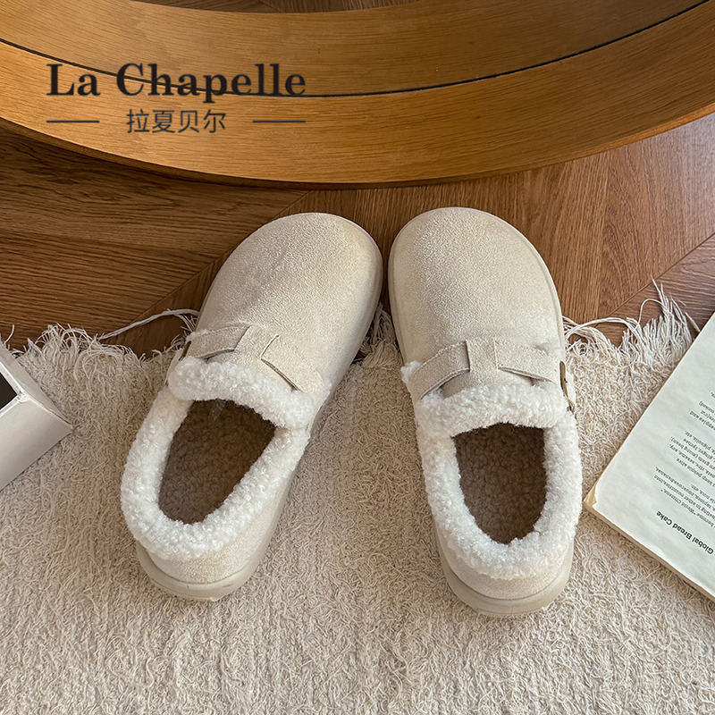拉夏贝尔加绒勃肯鞋女懒人雪地靴