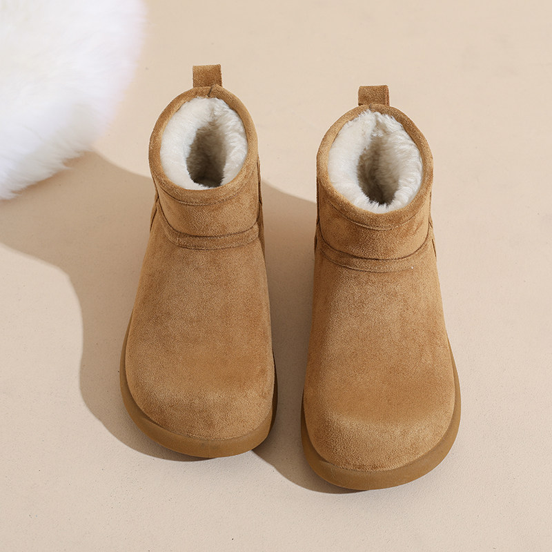 三福爆款厚底雪地靴女2025新款冬季加绒加厚保暖棉鞋防滑面包短靴