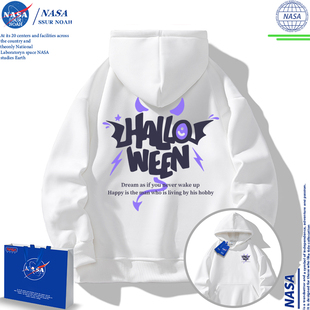 NASA美式小恶魔卫衣男款秋冬季加绒加厚连帽外套男生潮流百搭上衣