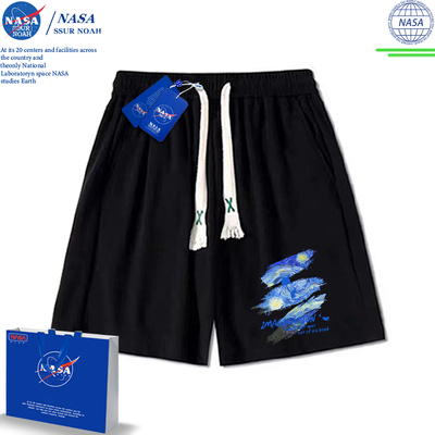 NASA潮牌五分短裤男夏季涂鸦裤子