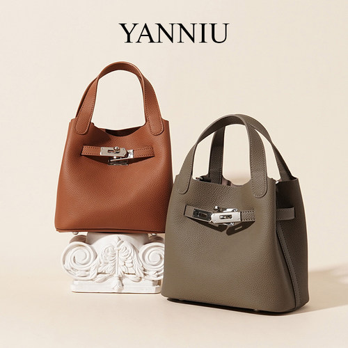 岩牛手提菜篮子水桶包TOGO皮2025新款高级感轻奢单肩斜挎质感女包