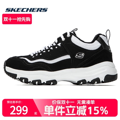 斯凯奇女鞋秋冬25新款官方正品时尚经典熊猫鞋缓震休闲鞋加绒保