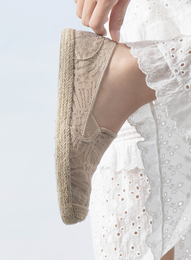 斯凯奇一脚穿女新款网面透气休闲蕾丝新中式渔夫鞋单鞋113025