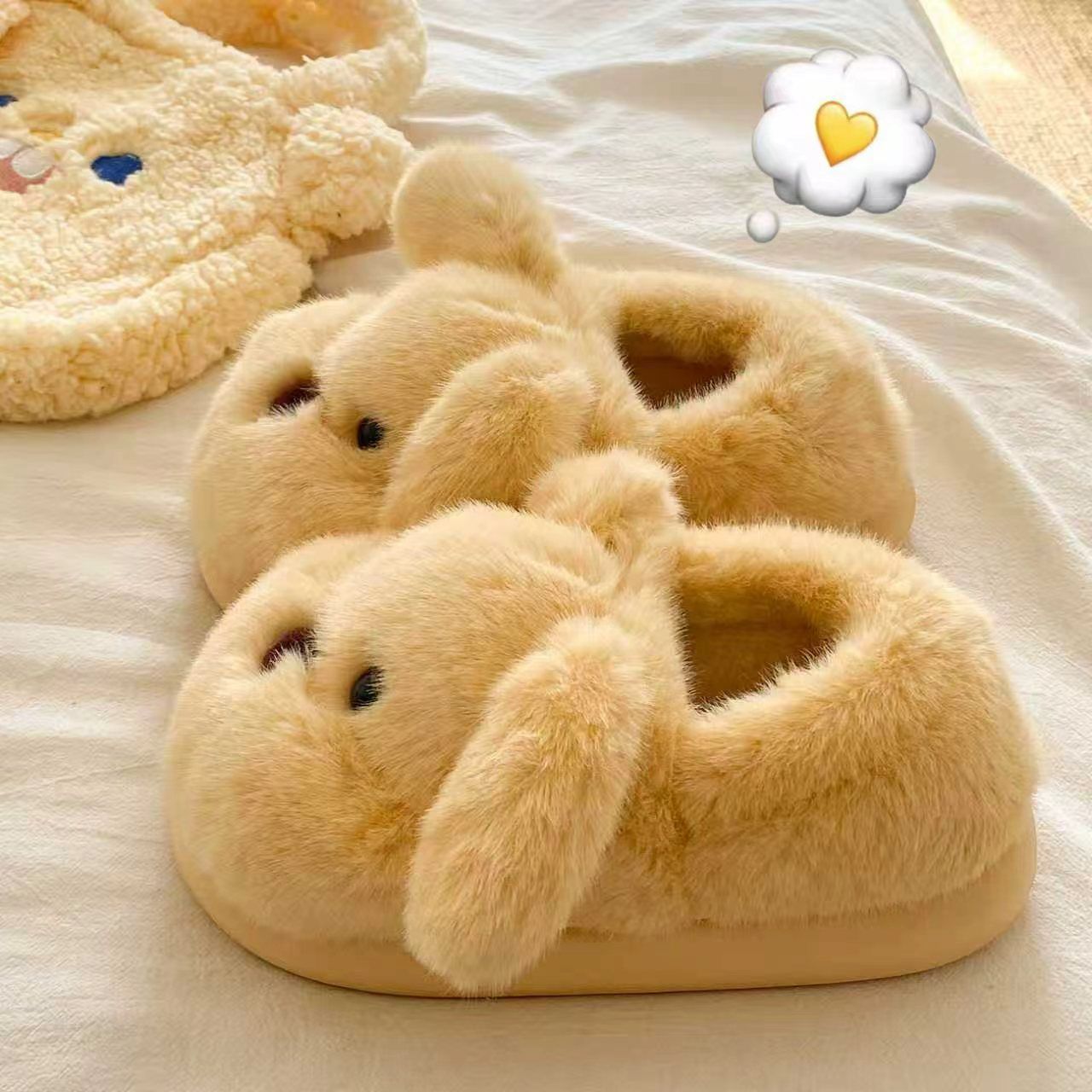 可爱小狗包跟棉拖鞋女冬季2025新款居家软底踩屎感舒适保暖毛绒拖