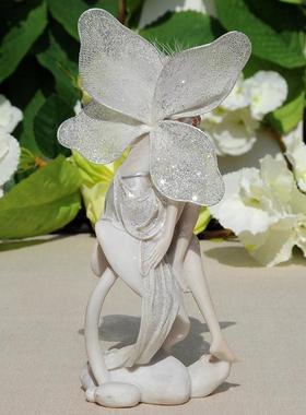 新款直销结婚礼物欧式白色天使坐姿花仙子摆件树脂工艺品朋友生日