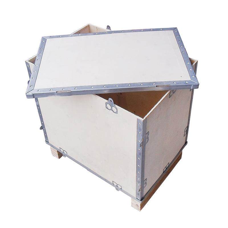 新款直销欧标包装木箱胶合板免折叠钢带木箱卡扣物流夹板箱熏蒸木