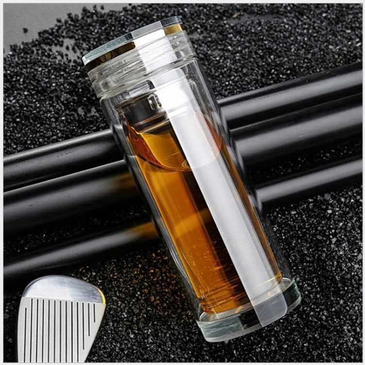 新款直销高硼硅双层玻璃杯加厚水杯男士高档茶杯商务礼品茶水分离,餐饮具,玻璃杯,淘宝优惠券,粉丝福利购,淘宝优惠卷