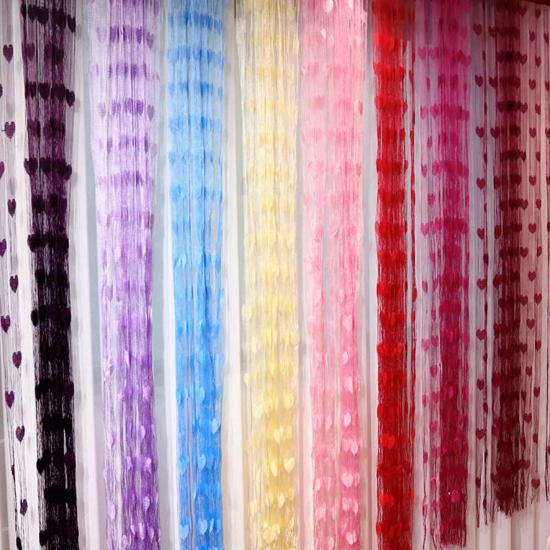 新款直销婚庆结婚用品爱心门帘喜庆婚房装饰线帘窗帘背景墙布置1m