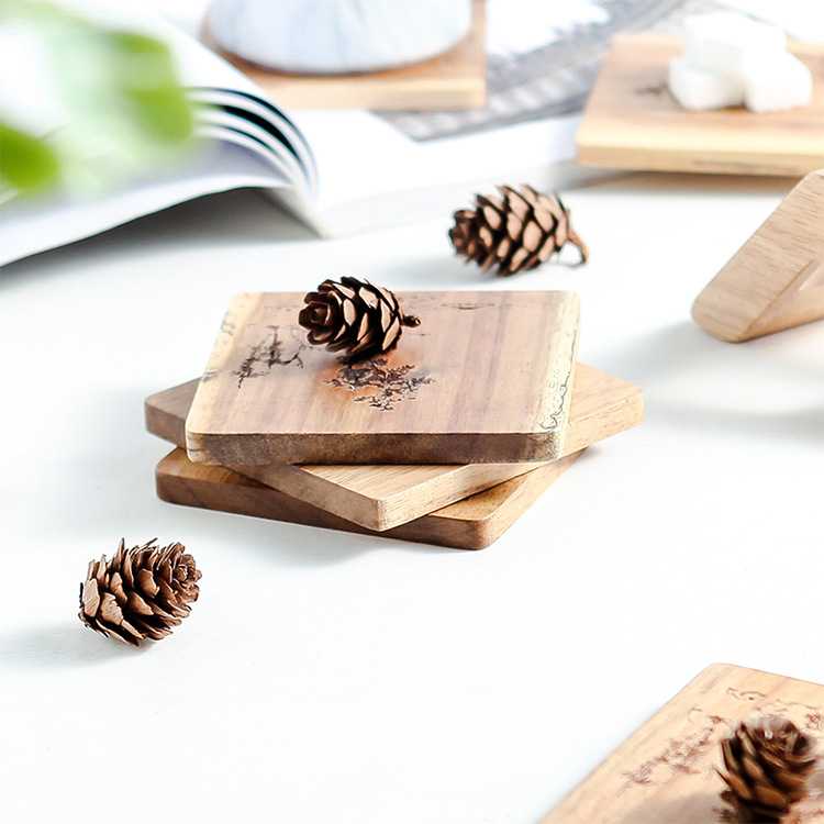 新款直销荔枝海相思木杯垫直销 木质茶杯垫日式加厚防烫隔热 定制
