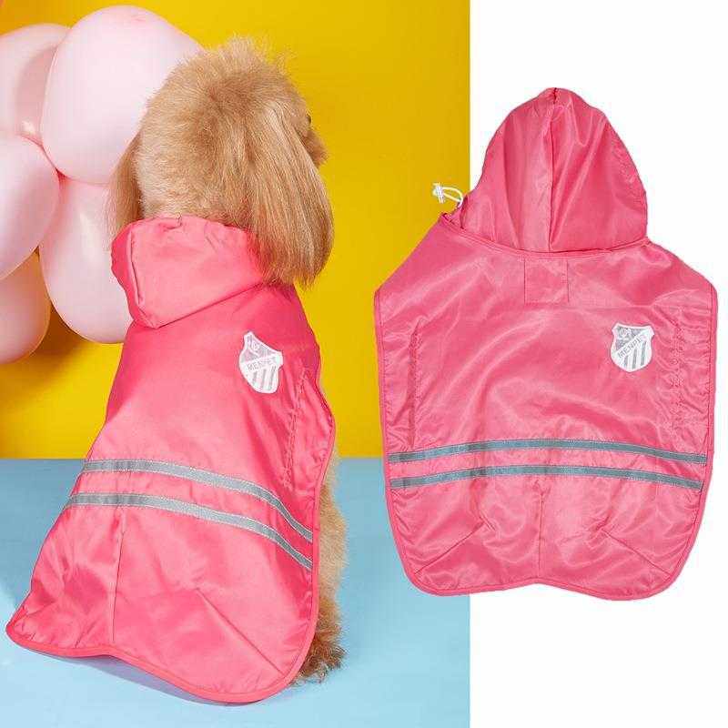 新款直销宠物雨衣粉色蓝色黄色徽章标志反光条披风防水比熊吉娃娃