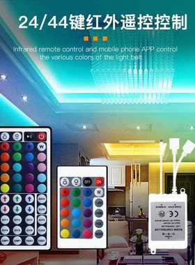 新款直销跨境 3528RGB灯带套装 滴胶60灯低压12V2835灯条10米彩盒