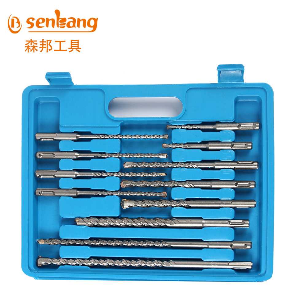 新款直销供应 17pc圆柄冲击电锤钻钻头凿子塑盒套装混凝土尖扁凿8