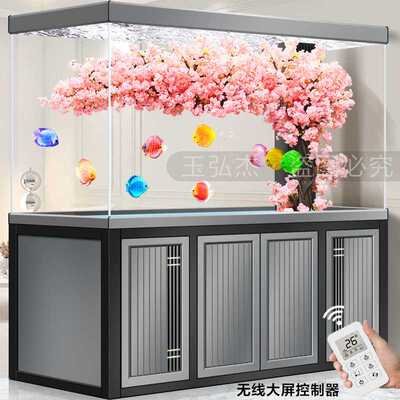 新款直销大型鱼缸水族箱客厅落地底滤免换水龙鱼缸超白玻璃办公室