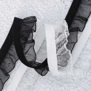 新款直销现货1.5-3cm花边弹力带 雪纱透明婚庆DIY饰品带 荷叶边松