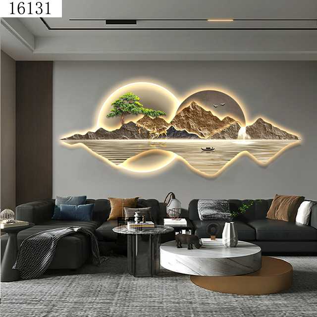 新款直销新中式迎客松福鹿床头装饰画简约系壁画走廊过道挂画led图片