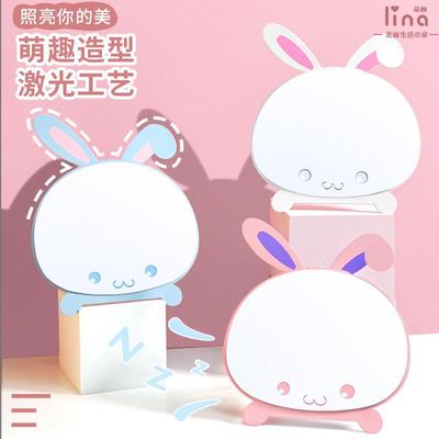 新款直销卡通简易折叠台式化妆镜子桌面可爱小号学生宿舍创意便携